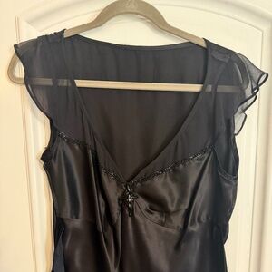 Black silk satin & chiffon top - Size 12